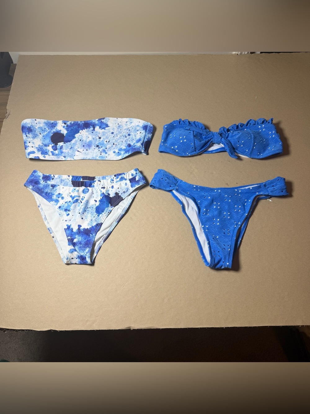 bandeau blue bikini bundle womens sixe medium tie dye resort vacation beach